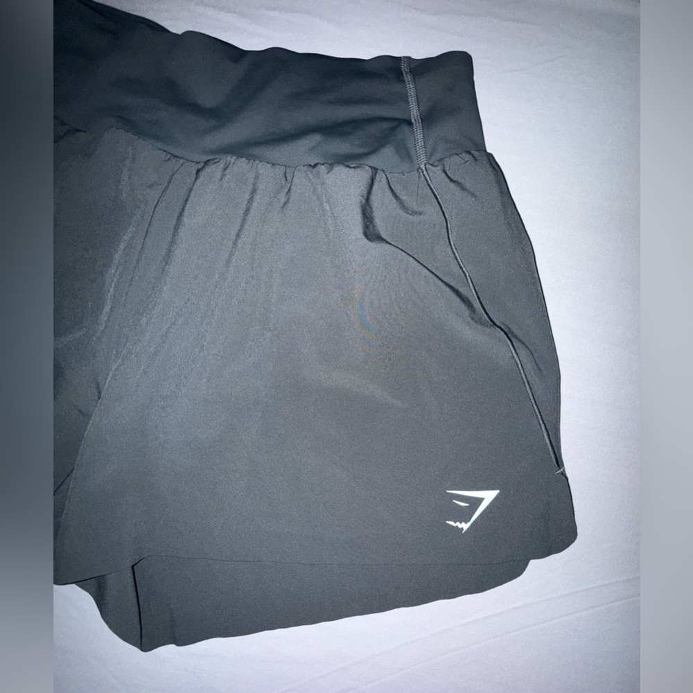 Gymshark Speed Shorts Charcoal Grey Built-in Knicker Adjustable Elastic Size M - Picture 5 of 13